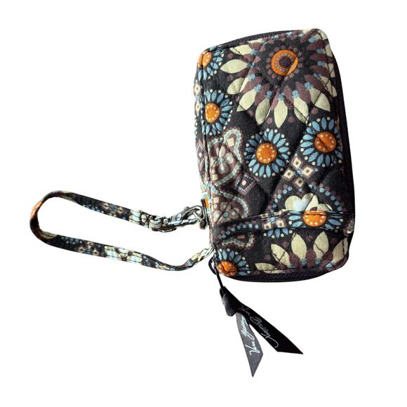 Vera Bradley wristlet wallet quilted cotton brown tan small zip around pouch - Picture 2 of 7